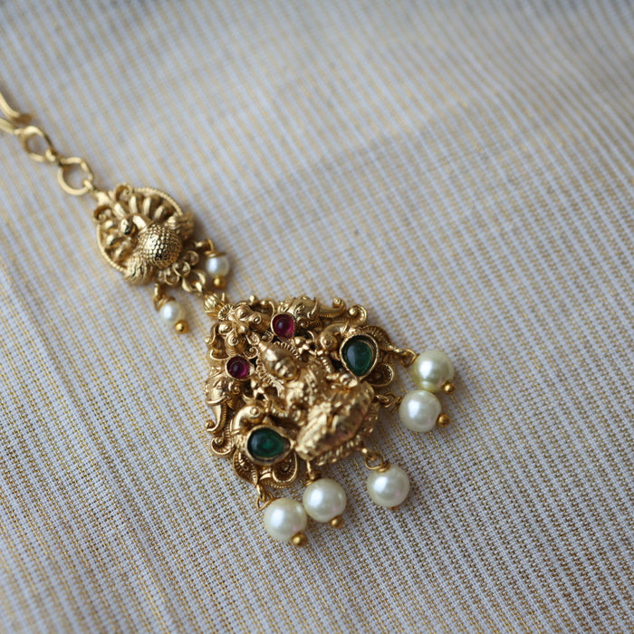 Antique temple design pearl tikka  TA4776