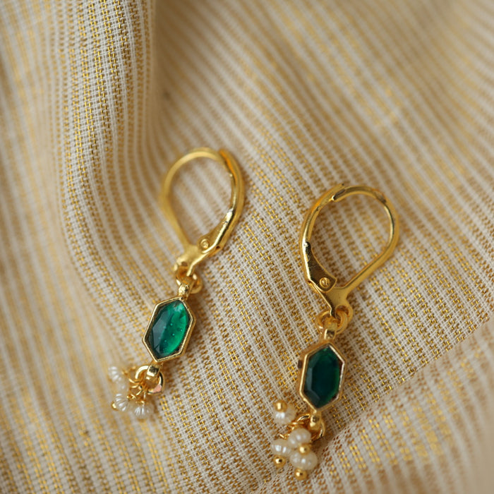 Invisible chain kundan stone short necklace with earrings IN118