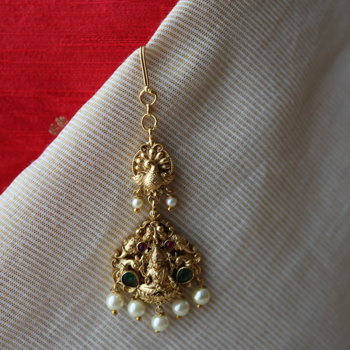 Antique temple design pearl tikka  TA4776
