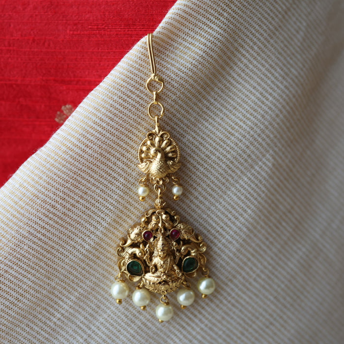 Antique temple design pearl tikka  TA4776