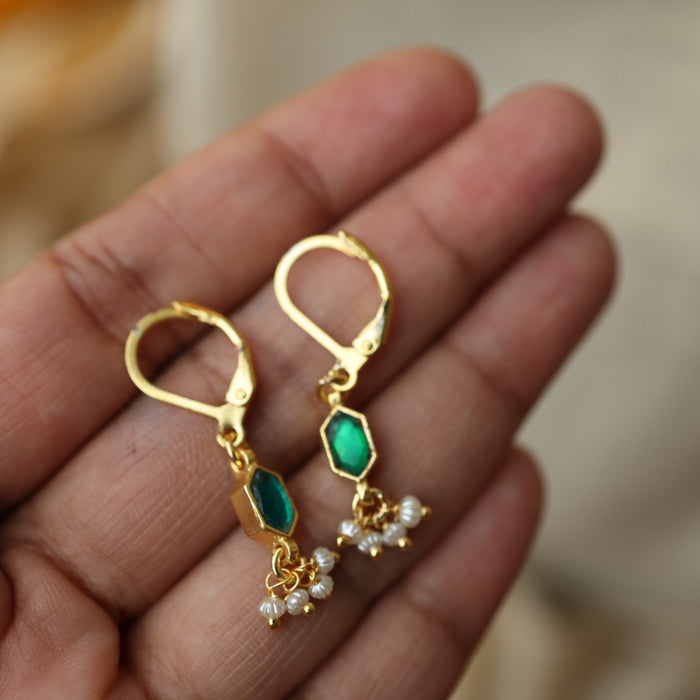 Invisible chain kundan stone short necklace with earrings IN118