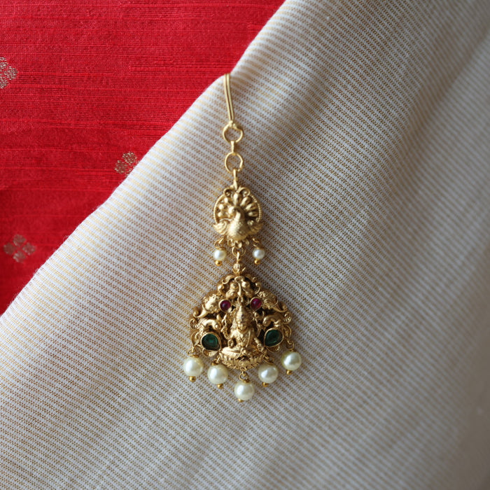Antique temple design pearl tikka  TA4776