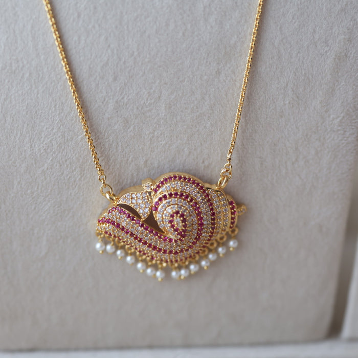 Heritage gold plated padakam long and short necklace set HPS687