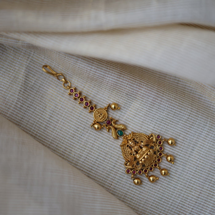 Antique gold temple design maang tikka  TA1511