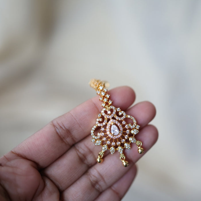 Heritage gold plated white stone tikka TH4906