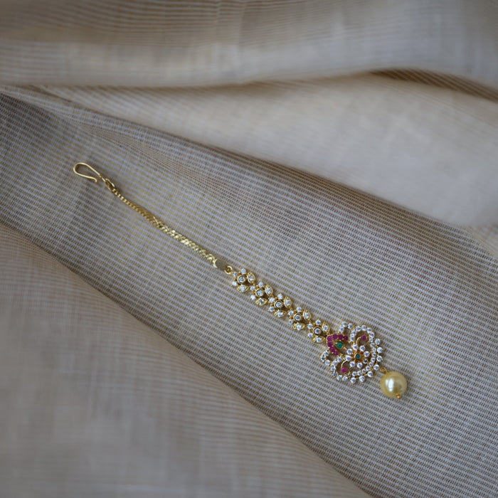 Heritage gold plated ruby white stone tikka TH3491