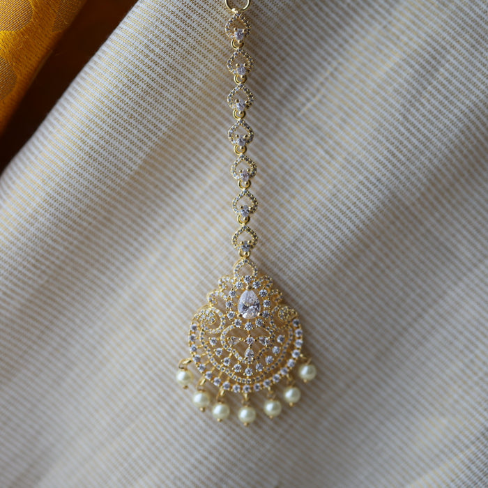 Heritage gold plated white stone tikka TH540