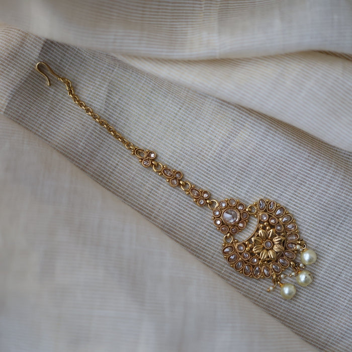Antique gold stone maang tikka TA678