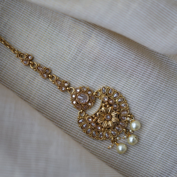 Antique gold stone maang tikka TA678
