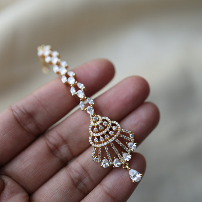 Heritage gold plated white stone tikka TH2433