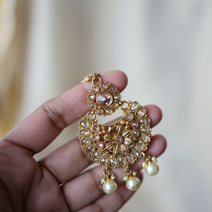 Antique gold stone maang tikka TA678