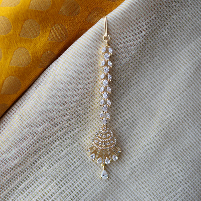 Heritage gold plated white stone tikka TH2433