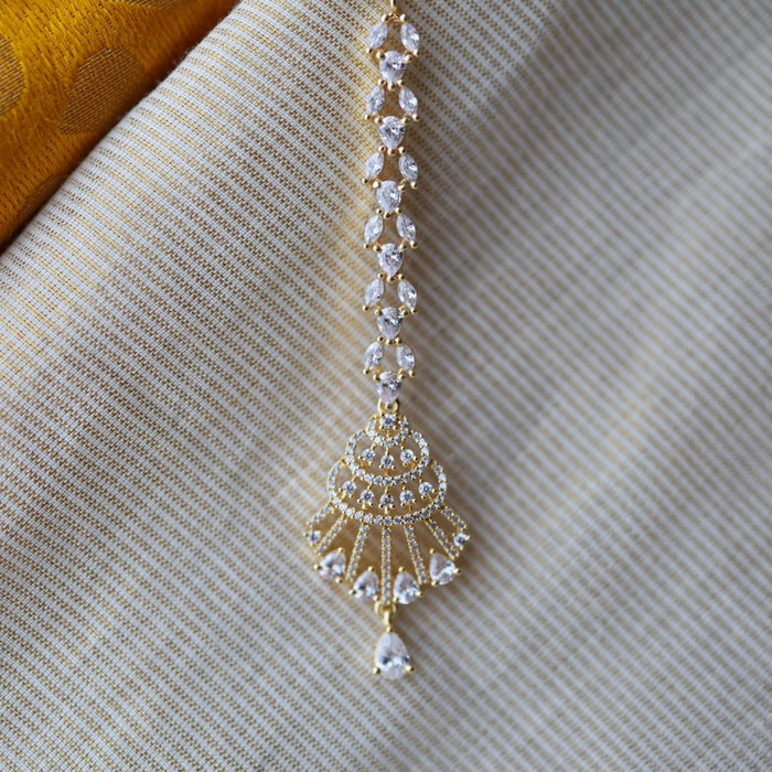 Heritage gold plated white stone tikka TH2433