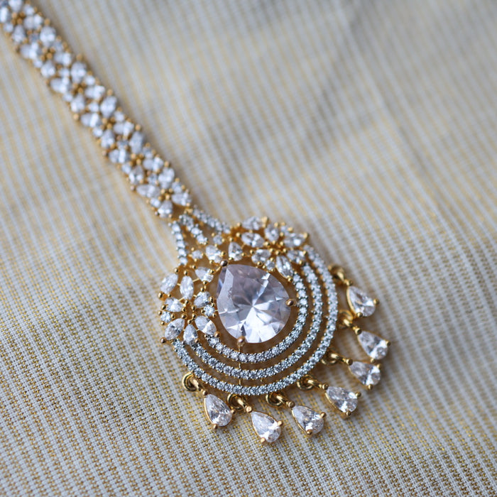 Heritage gold plated white stone tikka TH23444