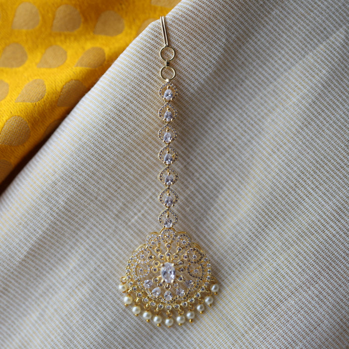 Heritage gold plated white stone tikka TH2245