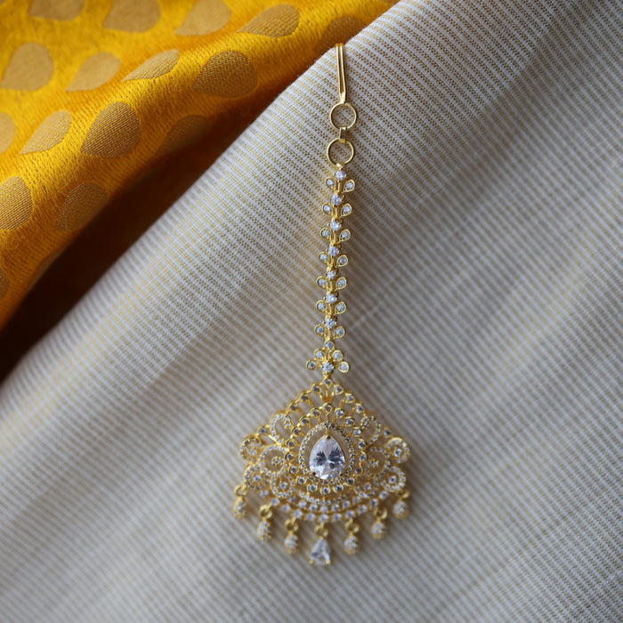 Heritage gold plated white stone tikka TH2112