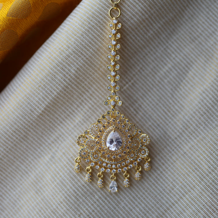 Heritage gold plated white stone tikka TH2112