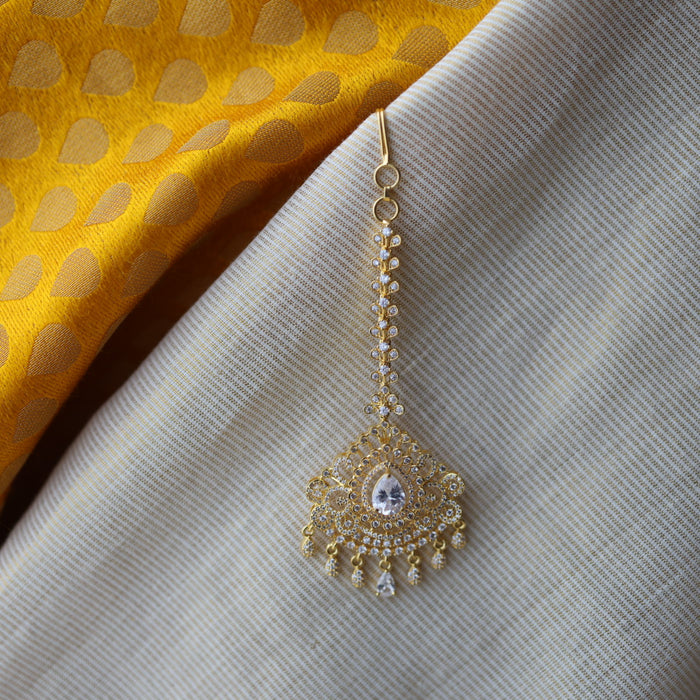 Heritage gold plated white stone tikka TH2112