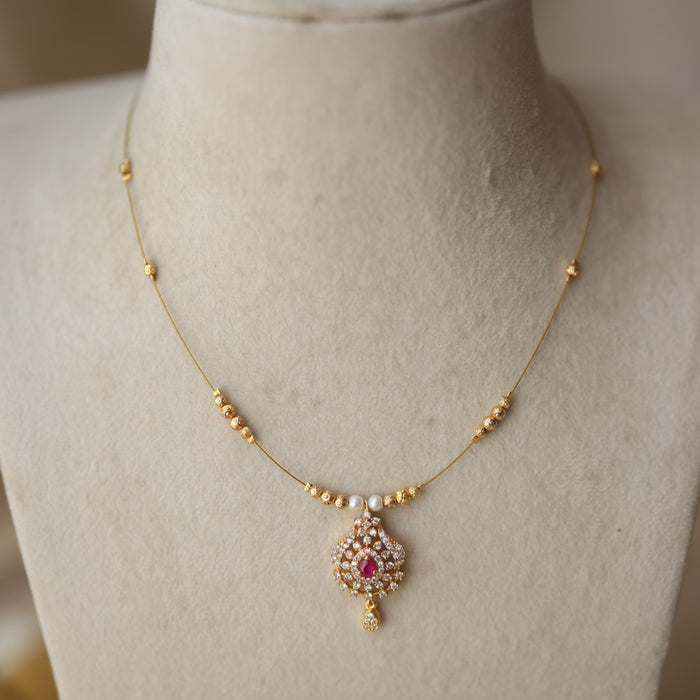 Heritage gold plated design invisible short necklace IN9087