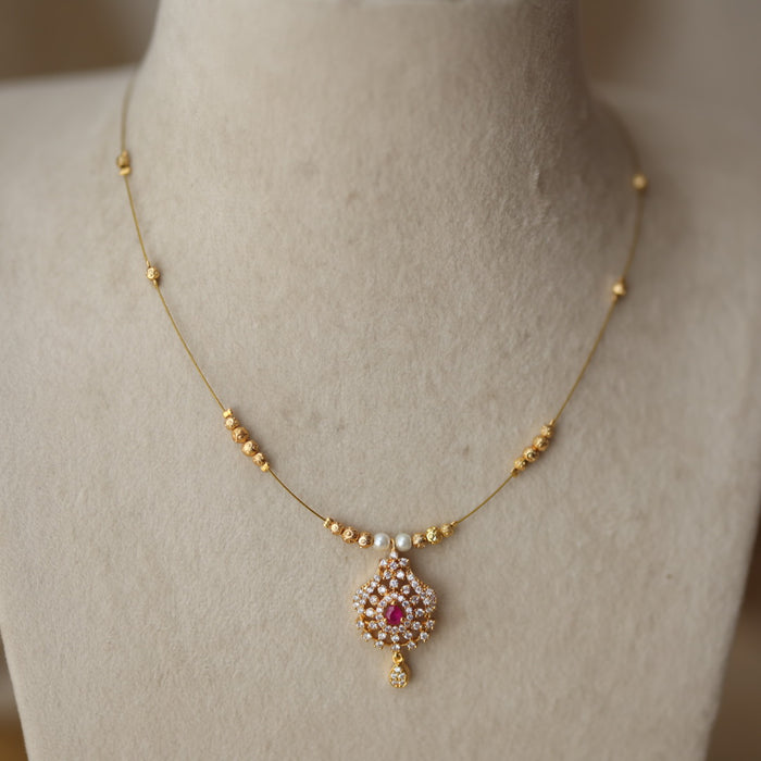 Heritage gold plated design invisible short necklace IN9087