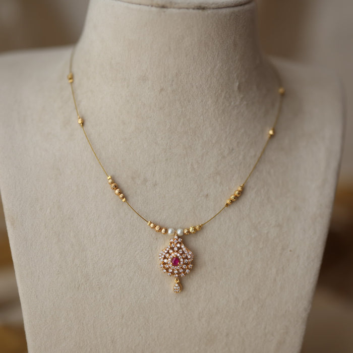 Heritage gold plated design invisible short necklace IN9087