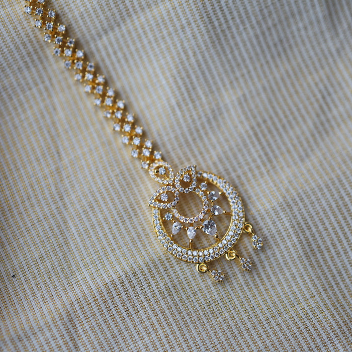 Heritage gold plated white stone tikka HT3456