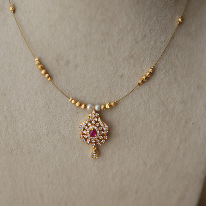 Heritage gold plated design invisible short necklace IN9087