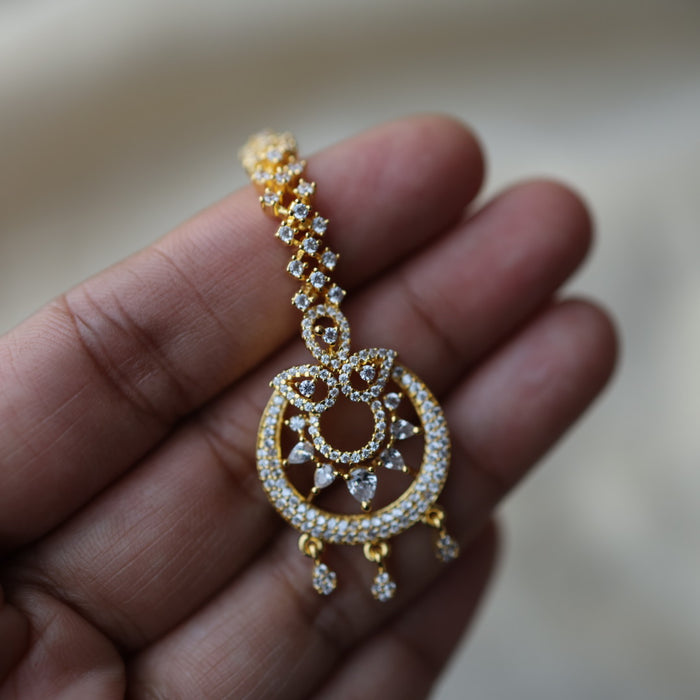 Heritage gold plated white stone tikka HT3456