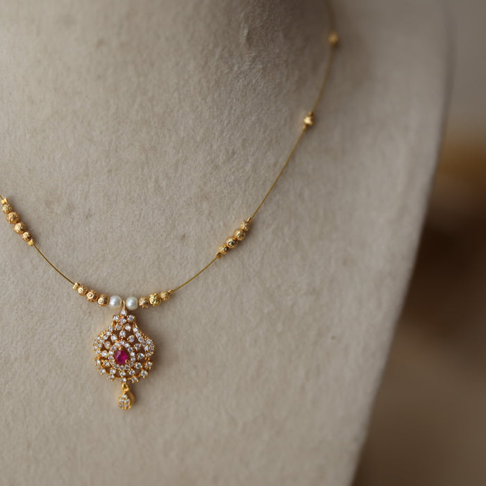 Heritage gold plated design invisible short necklace IN9087