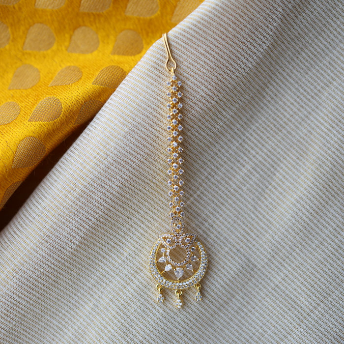 Heritage gold plated white stone tikka HT3456