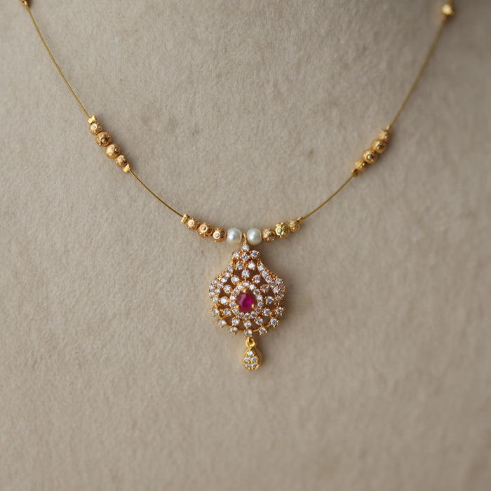 Heritage gold plated design invisible short necklace IN9087