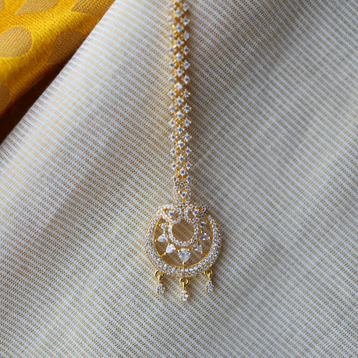 Heritage gold plated white stone tikka HT3456
