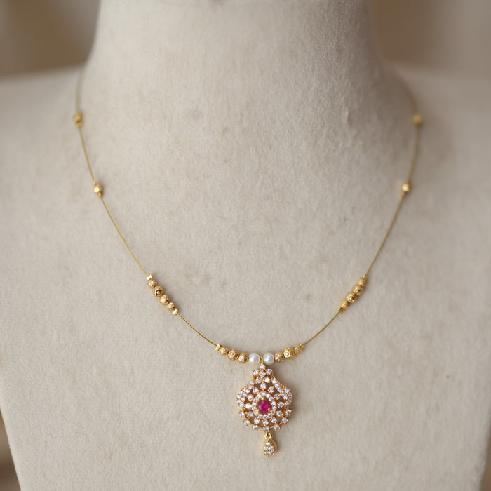 Heritage gold plated design invisible short necklace IN9087