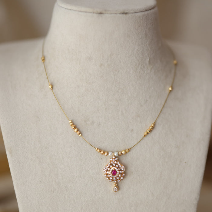 Heritage gold plated design invisible short necklace IN9087