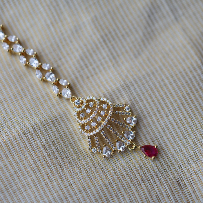 Heritage gold plated white stone tikka HT3458