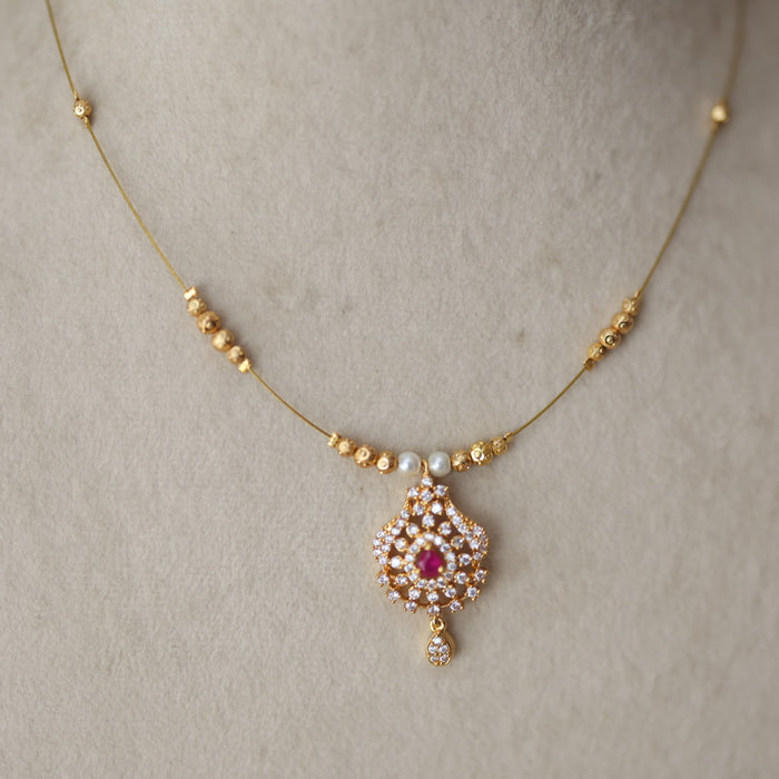 Heritage gold plated design invisible short necklace IN9087