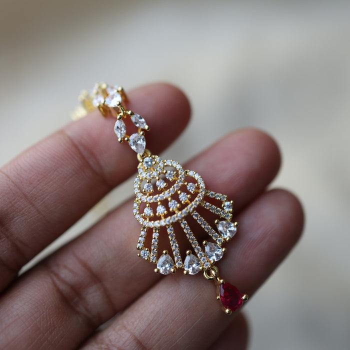 Heritage gold plated white stone tikka HT3458