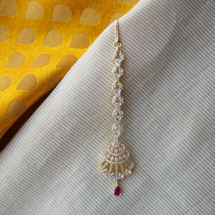 Heritage gold plated white stone tikka HT3458