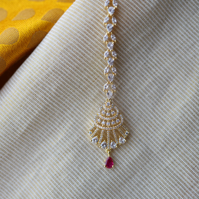 Heritage gold plated white stone tikka HT3458