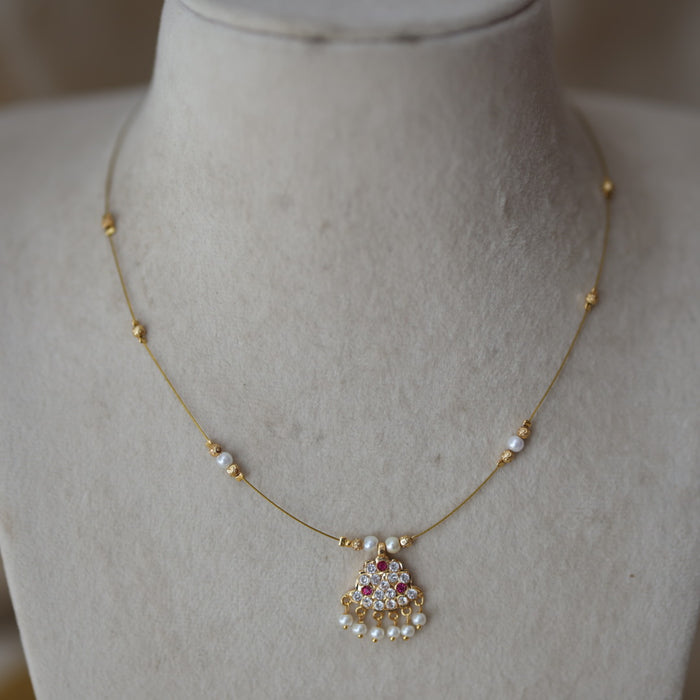 Heritage gold plated invisible short necklace IN90890