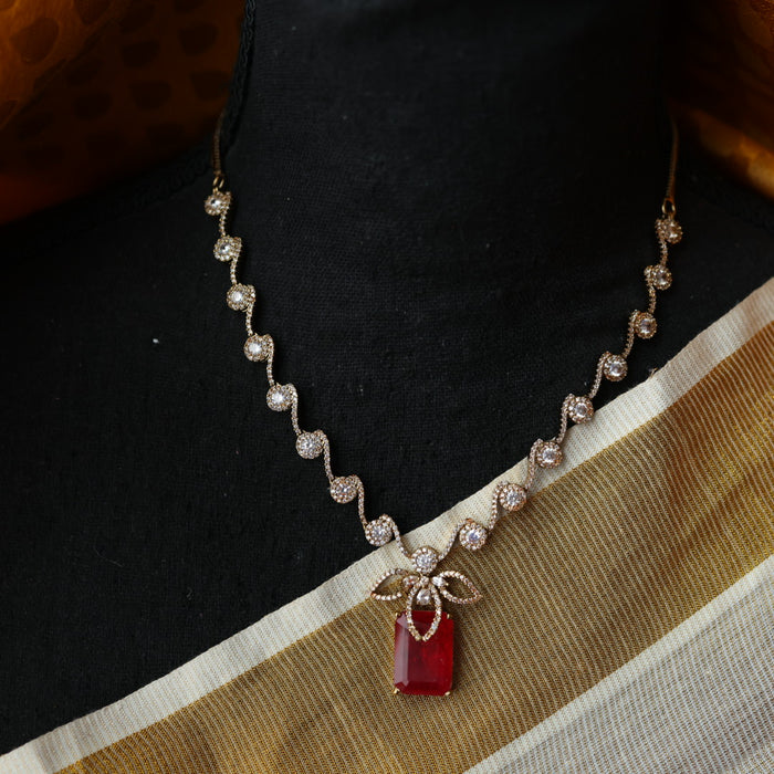 Trendy red necklace with earrings TP5712