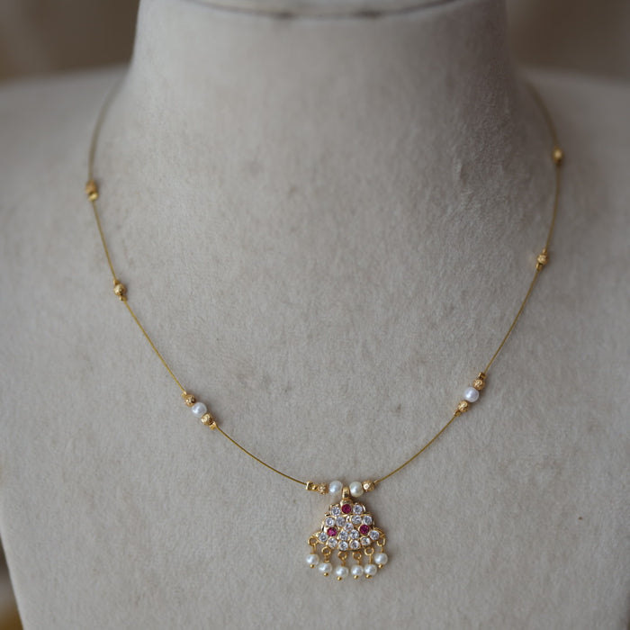 Heritage gold plated invisible short necklace IN90890
