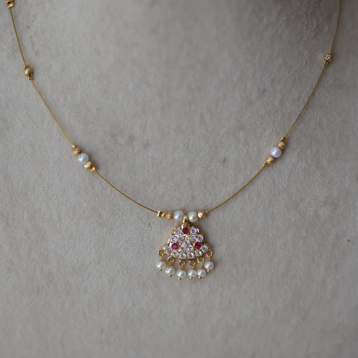 Heritage gold plated invisible short necklace IN90890