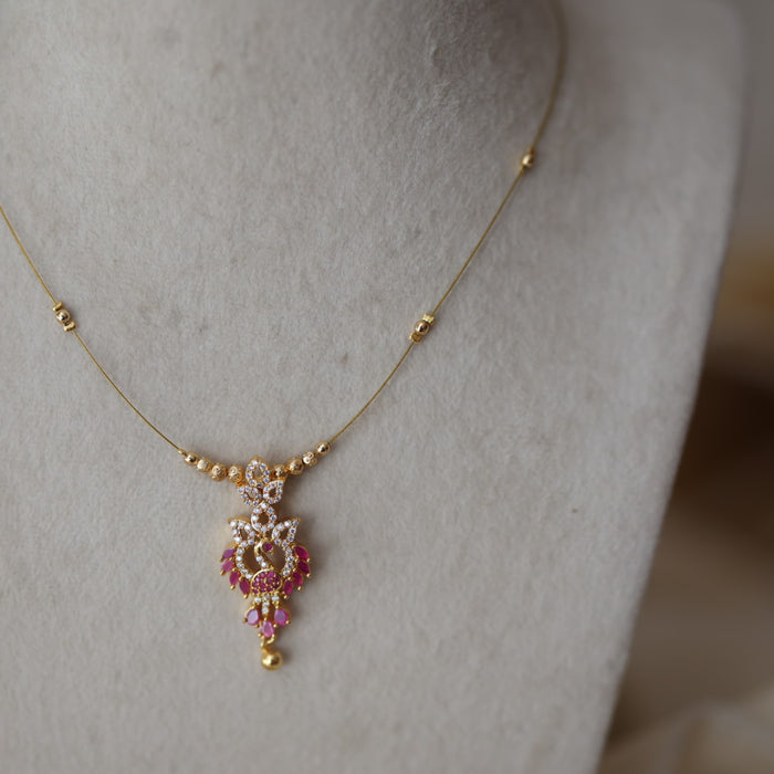 Heritage gold plated invisible short necklace IN911