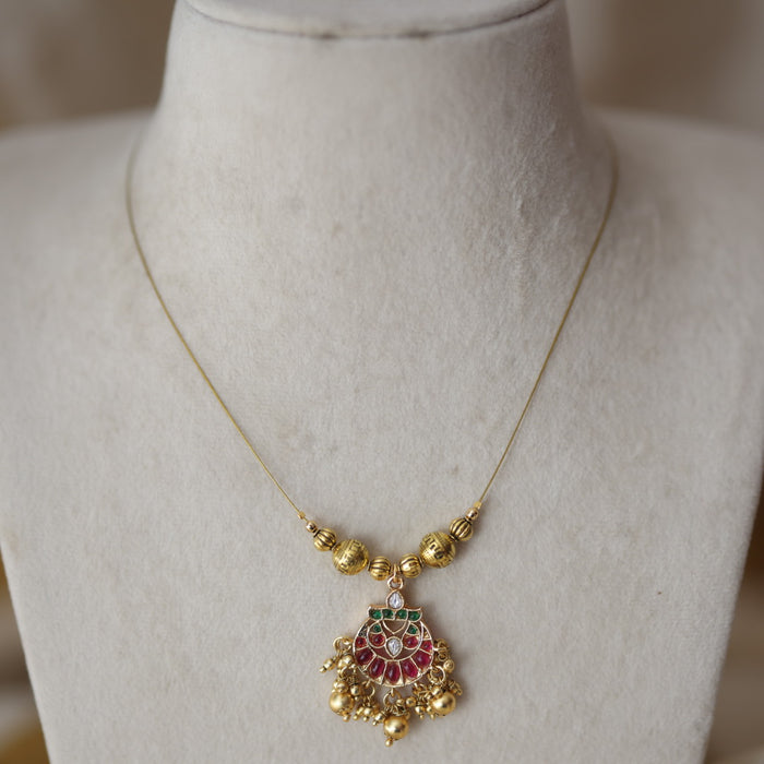 Antique ruby stone invisible short necklace IN918
