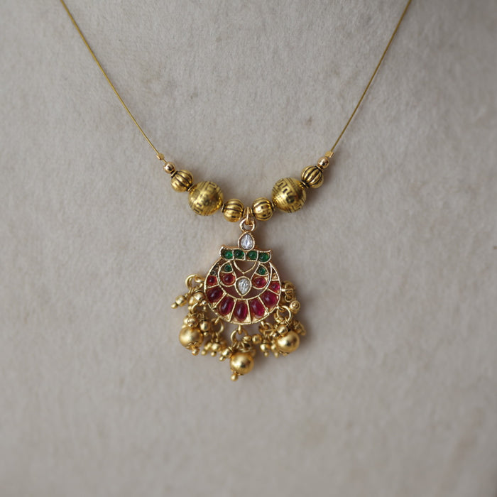 Antique ruby stone invisible short necklace IN918