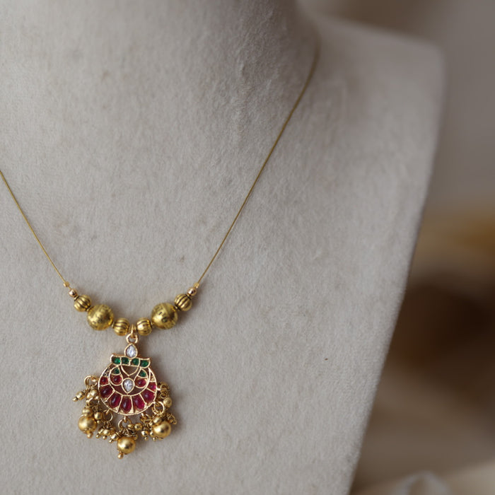 Antique ruby stone invisible short necklace IN918