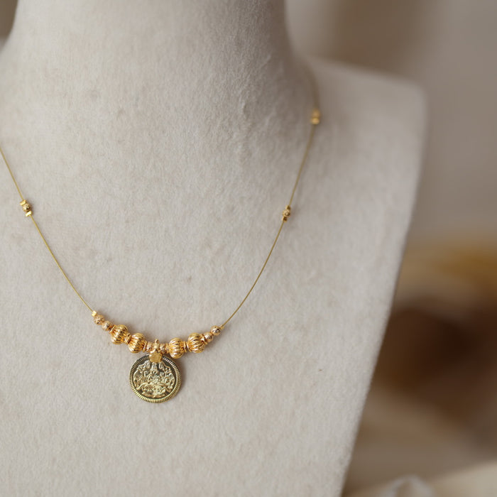 Antique ruby stone invisible short necklace IN918