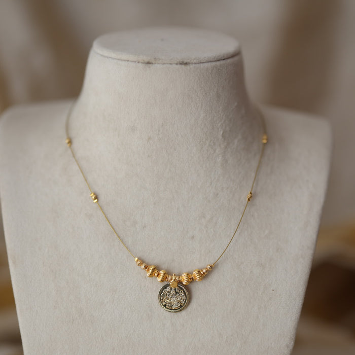Antique ruby stone invisible short necklace IN918
