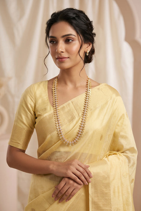 Heritage gold plated white stone coin long necklace HPWL132